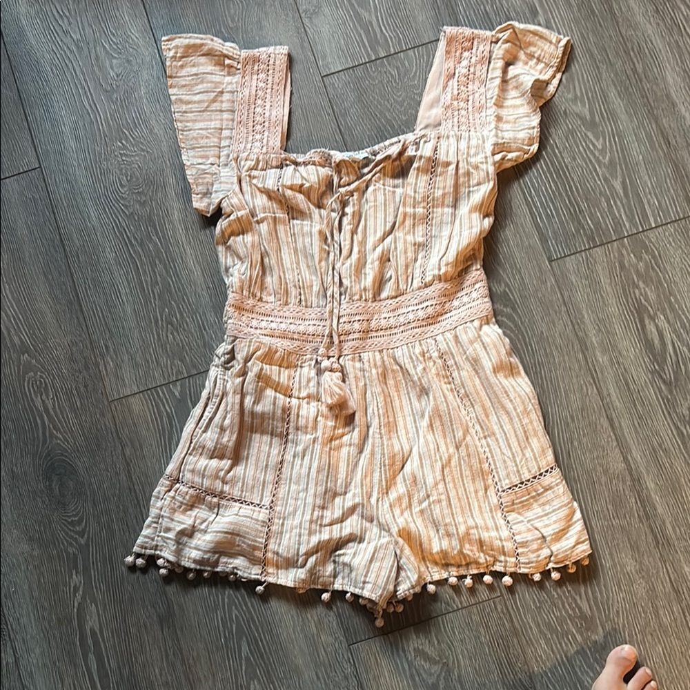 American Eagle Outfitters Peach Striped women’s romper